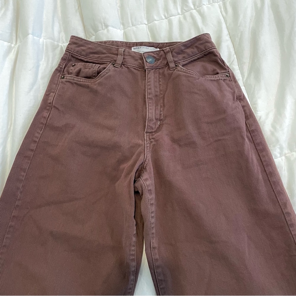 garage brown wide leg denim pants